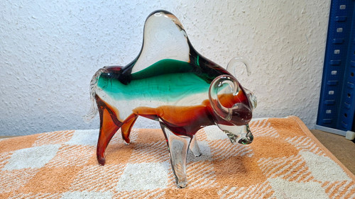 Stier skulptur kristall glas - skulptur,