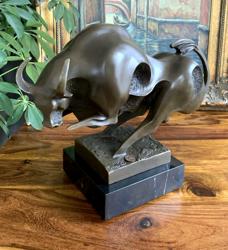Bronzefigur stier skulptur - bronzefigur,
