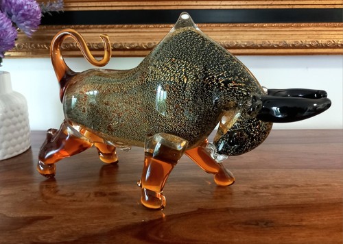 Glasfigur stier skulptur - glasfigur,