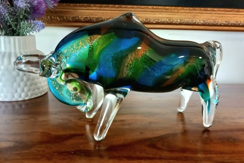 Glasfigur stier skulptur - glasfigur,