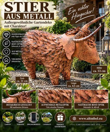 Stier gartenfigur metall cm - gartenfigur,
