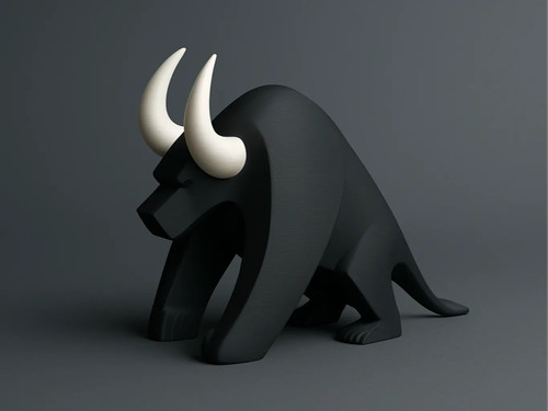 Gehörnte stier kunstskulptur - gehörnte,
