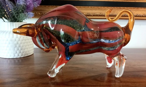 Glasfigur stier skulptur - skulptur, glas