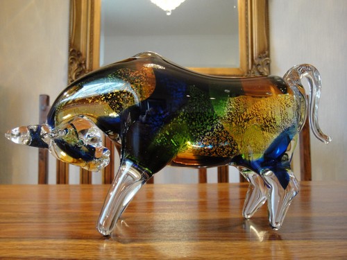 Stier skulptur kristall glas - skulptur,