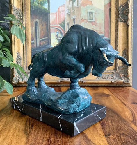 Bronzefigur stier skulptur - bronzefigur,