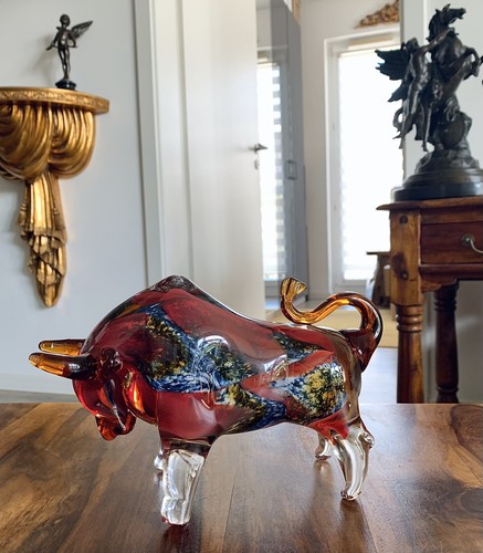 Glasfigur stier bulle skulptur - glasfigur,