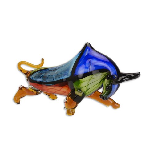Glasfigur angreifender stier - glasfigur,