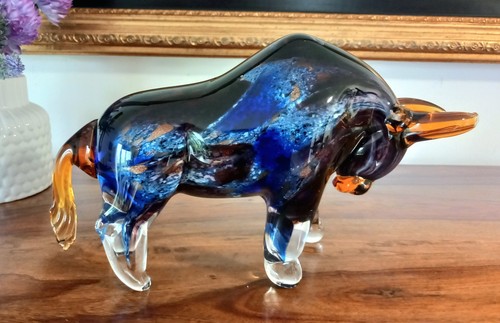 Glasfigur stier skulptur - glasfigur,