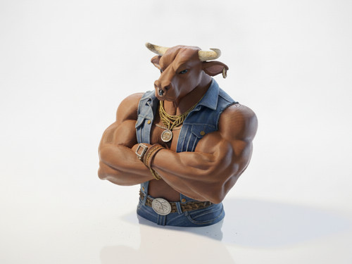 Figur wütender stier büste - figur,